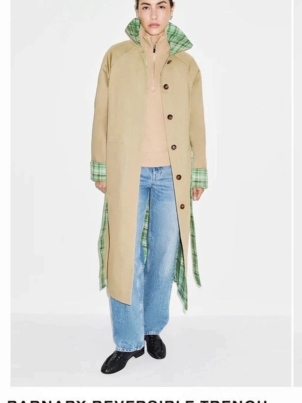 ALIGNE Barnaby Reversible Trench Coat in Brown & Green